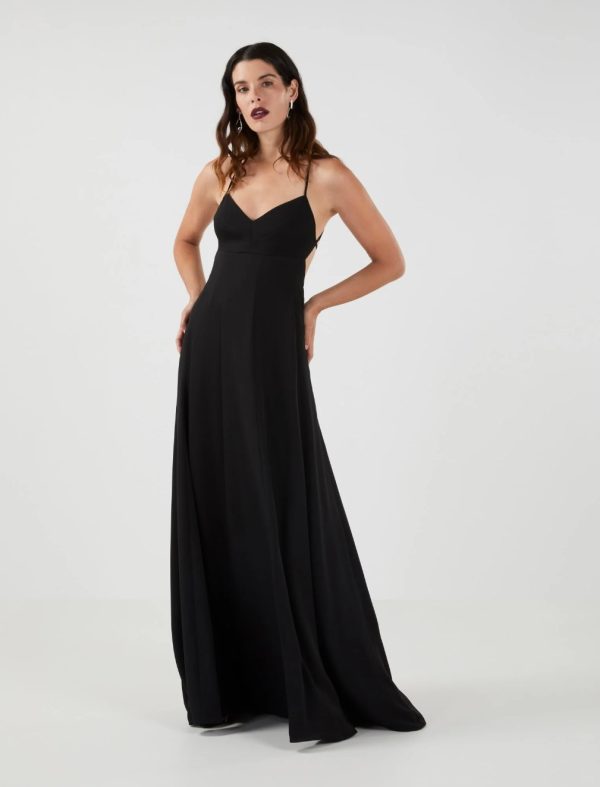 BCBG TOMAS OPEN BACK EVENING DRESS - BLACK