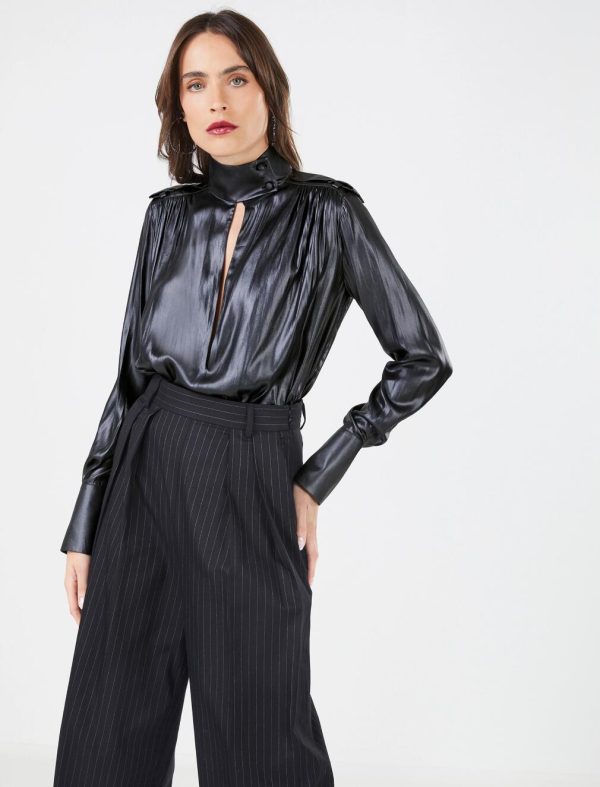 BCBG VERLANE COATED SHIRT - BLACK BEAUTY - Image 3