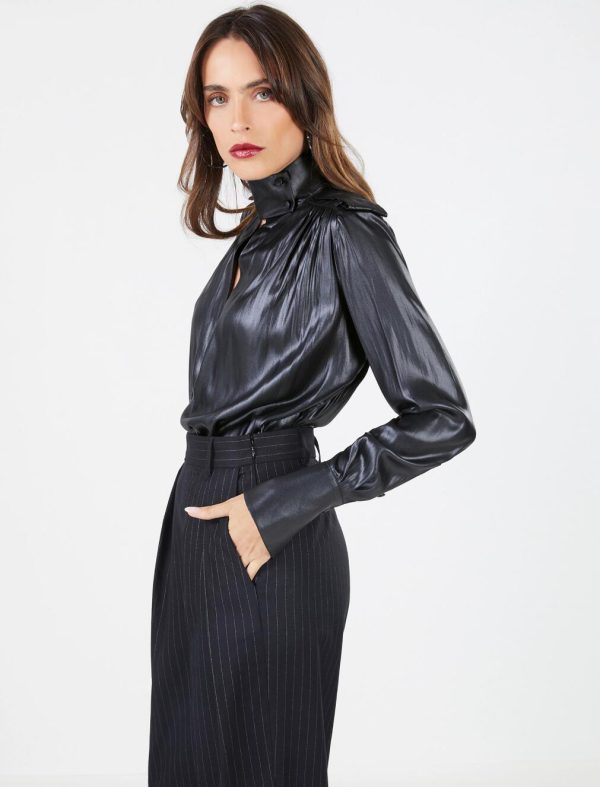 BCBG VERLANE COATED SHIRT - BLACK BEAUTY - Image 4