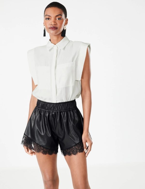 BCBG VIVIANA BUTTON-DOWN TOP - GARDENIA - Image 2