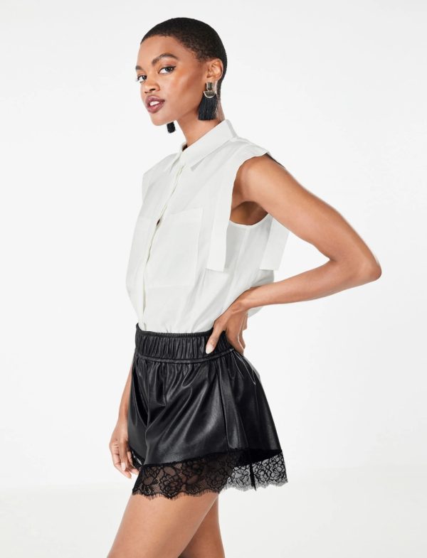 BCBG VIVIANA BUTTON-DOWN TOP - GARDENIA - Image 3