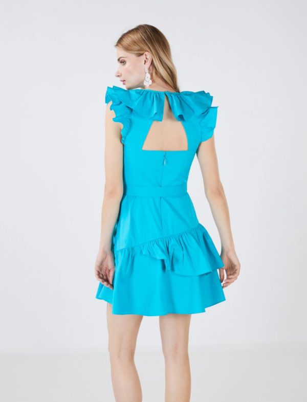 BCBG WENDI RUFFLE MINI DRESS - BLUE BIRD - Image 4