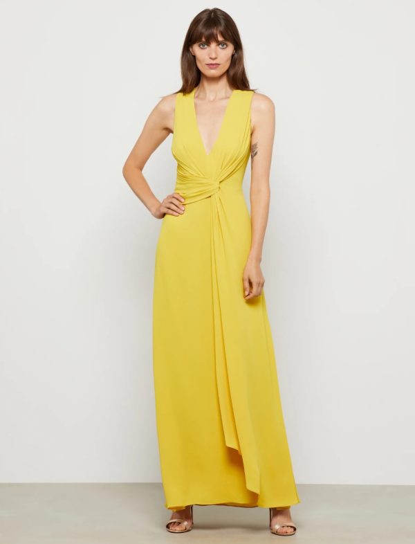 BCBG WRAP DETAIL EVENING GOWN - ceylon yellow