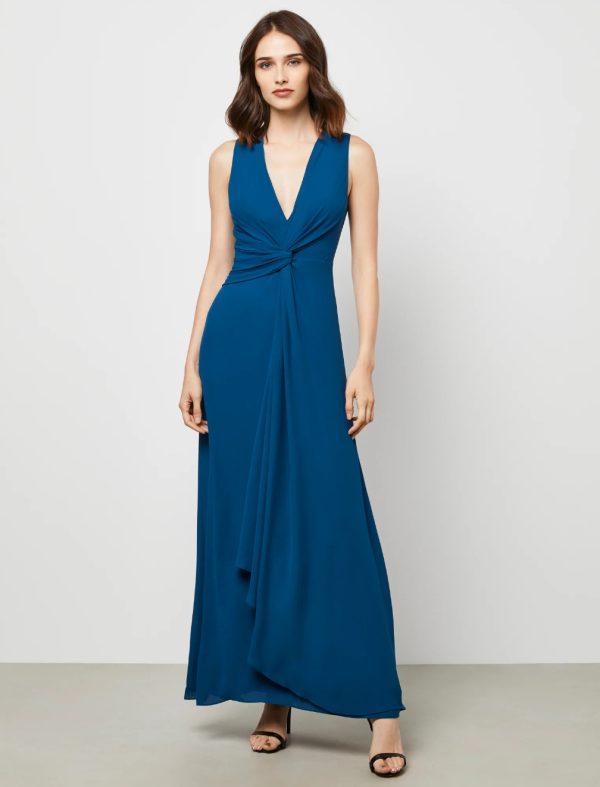 BCBG WRAP DETAIL EVENING GOWN - POSEIDON