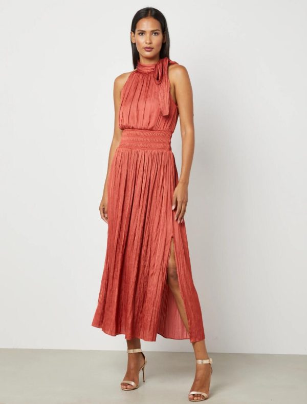 BCBG XENIA HALTER MAXI DRESS - TANDORI SPICE