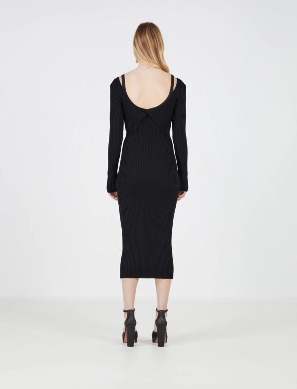 BCBG XYLA LONG SLEEVE DRESS - BLACK BEAUTY - Image 4