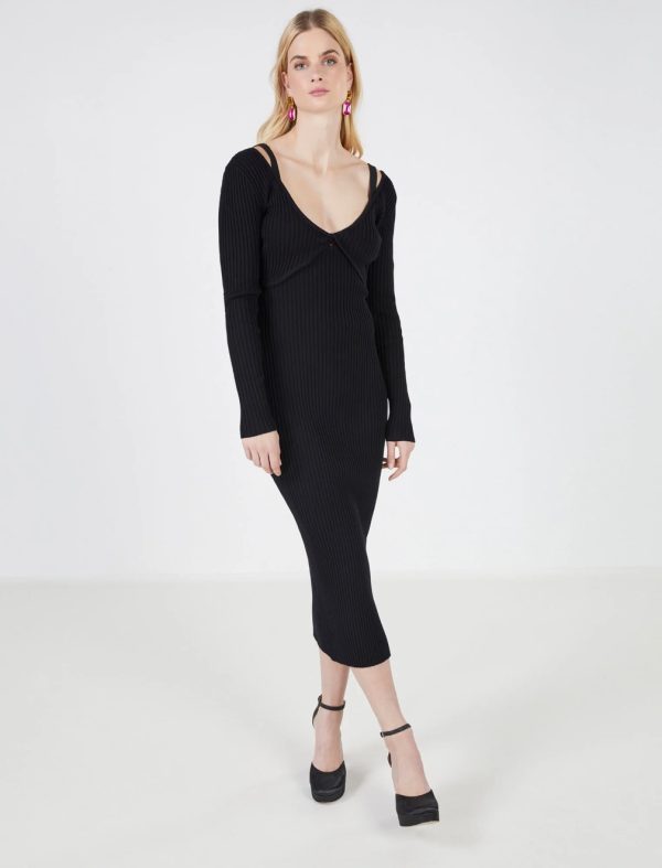 BCBG XYLA LONG SLEEVE DRESS - BLACK BEAUTY - Image 5