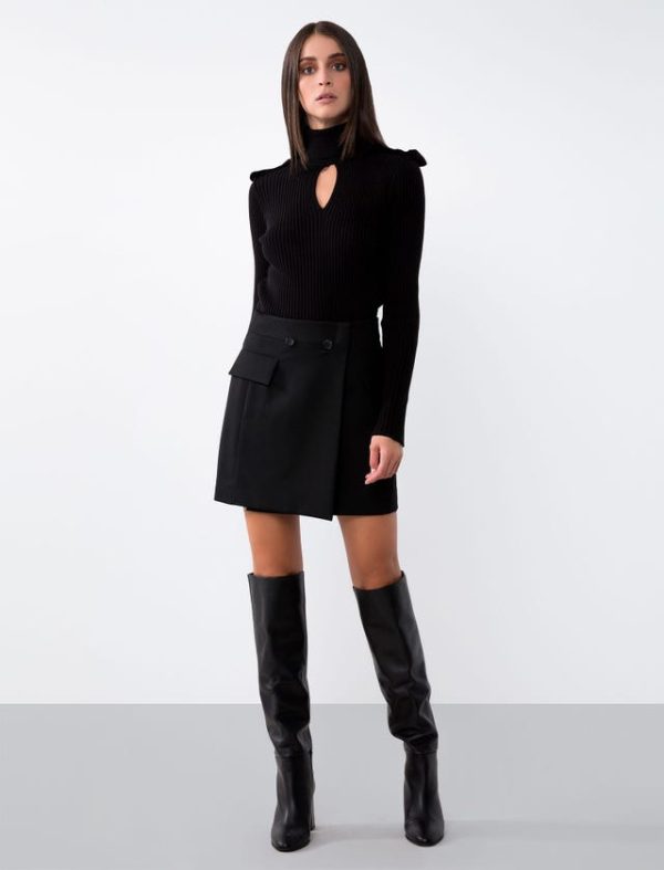 Bcbg STRETCH WOOL WRAP MINI SKIRT