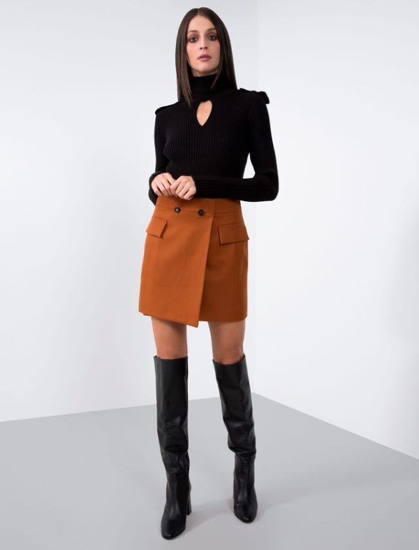 Bcbg STRETCH WOOL WRAP MINI SKIRT - Image 4