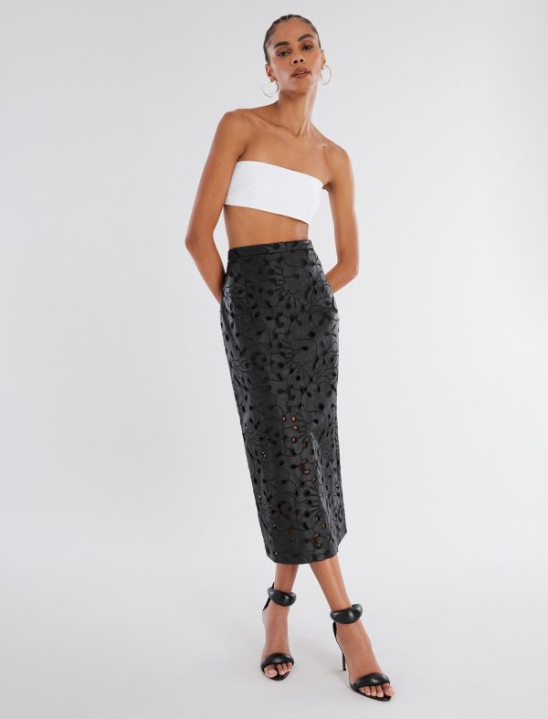 Bcbg ANABELLE FAUX LEATHER LACE SKIRT - Image 6