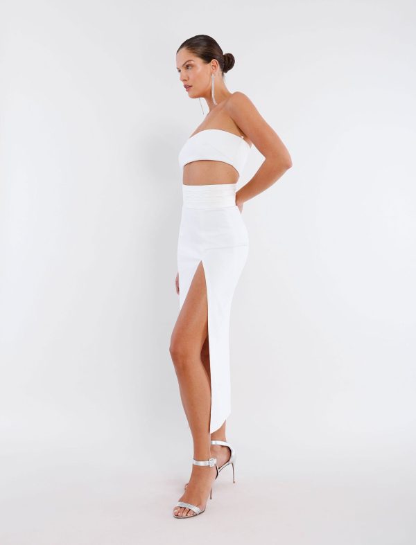 BCBG BROOKS SLIT SKIRT - OPTIC WHITE - Image 3