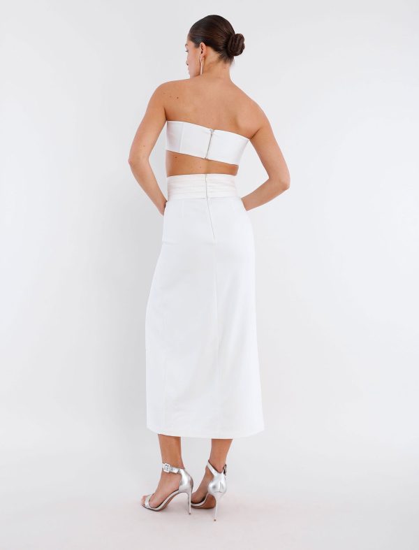 BCBG BROOKS SLIT SKIRT - OPTIC WHITE - Image 4