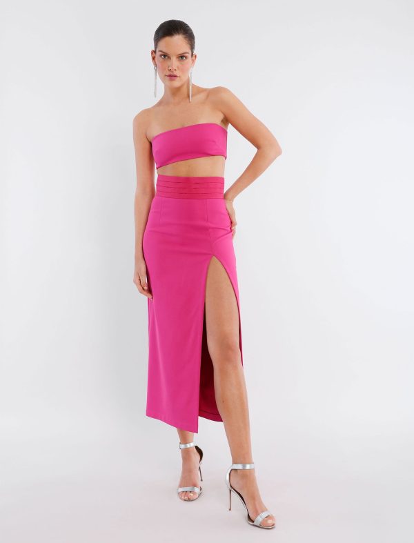 BCBG BROOKS SLIT SKIRT - PINK GLO