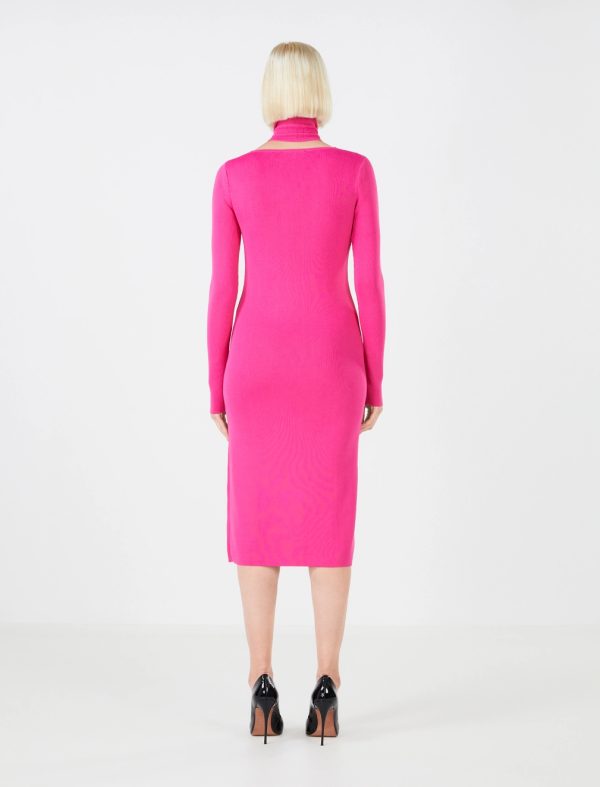 BCBG DRESS AGNESIA TURTLENECK DRESS - PEACOCK PINK - Image 3