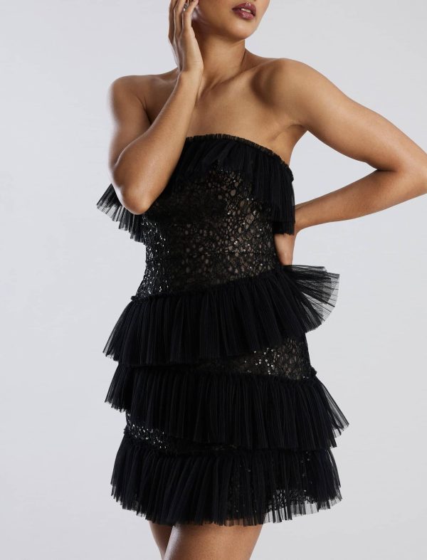 Bcbg 2025 Lilia Pleated Ruffle Lace Mini Dress - Image 6