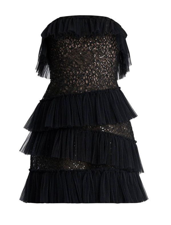 Bcbg 2025 Lilia Pleated Ruffle Lace Mini Dress - Image 8