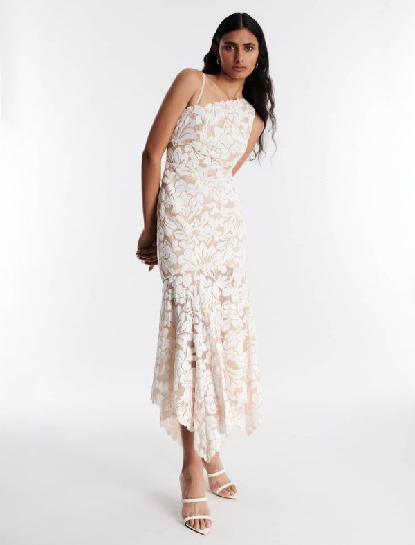 Bcbg Alabama One Shoulder Lace Ruffle Gown