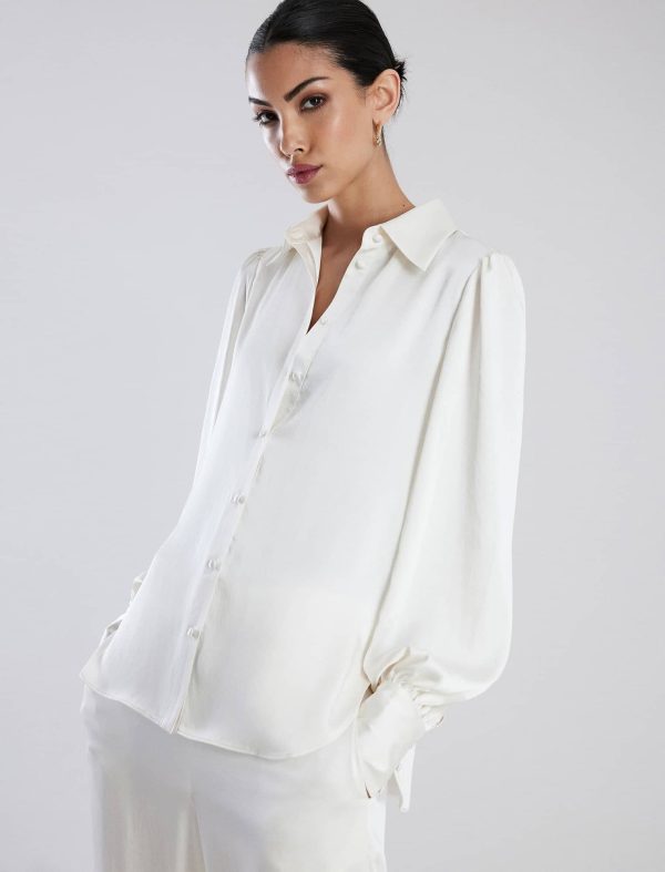 Bcbg Balloon Sleeve Button-Up Top