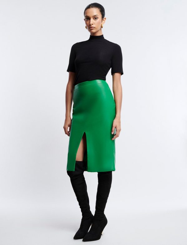 Bcbg Front Slit Faux Leather Midi Skirt - Image 3