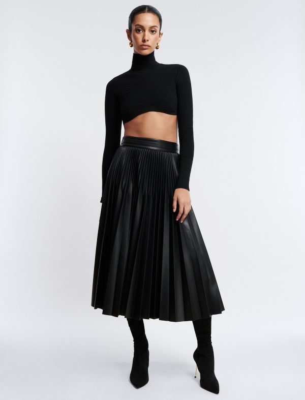 Bcbg Audette Faux Leather Pleated Midi Skirt - Image 5