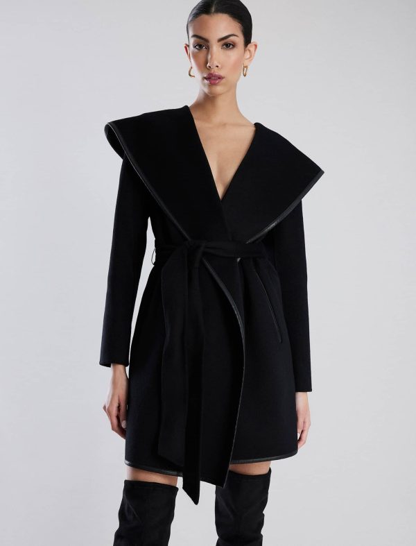 Bcbg Violet Belted Hooded Wrap Wool Coat - Image 6