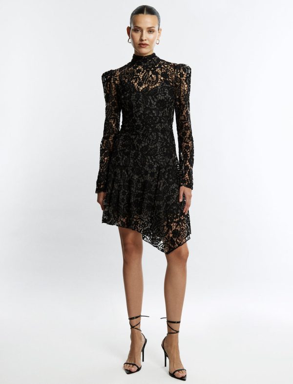 Bcbg Tallulah Lace Mini Dress Black Beauty