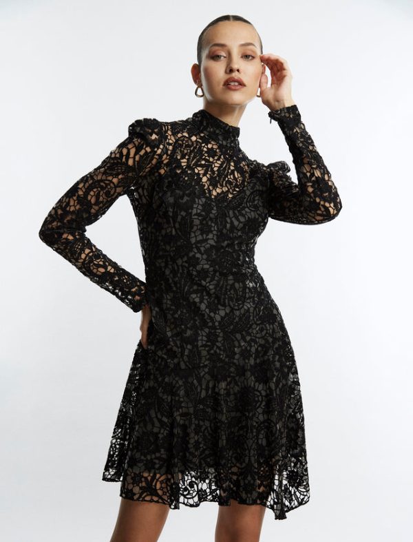 Bcbg Tallulah Lace Mini Dress Black Beauty - Image 2