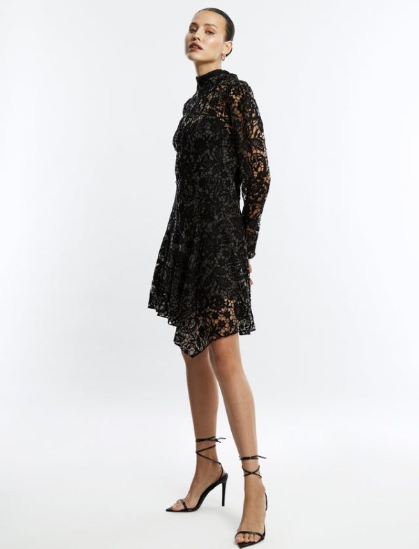 Bcbg Tallulah Lace Mini Dress Black Beauty - Image 3