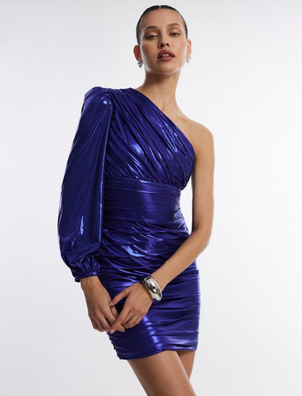 Bcbg Astra One Shoulder Mini Dress Royal Blue - Image 2