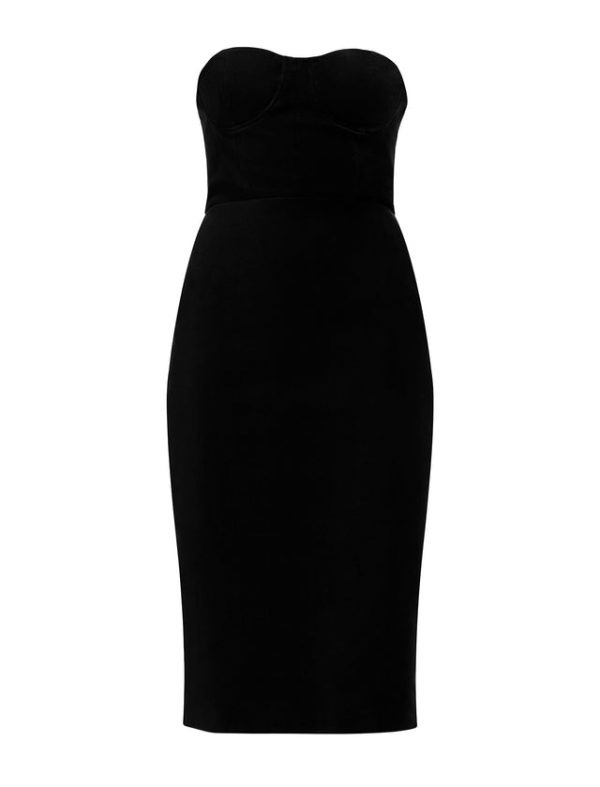 Bcbg Ambrose Velvet Bustier Dress Black - Image 8