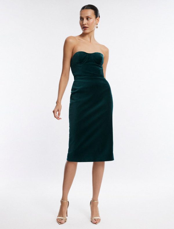 Bcbg Ambrose Velvet Bustier Dress Ponderosa Pine - Image 2