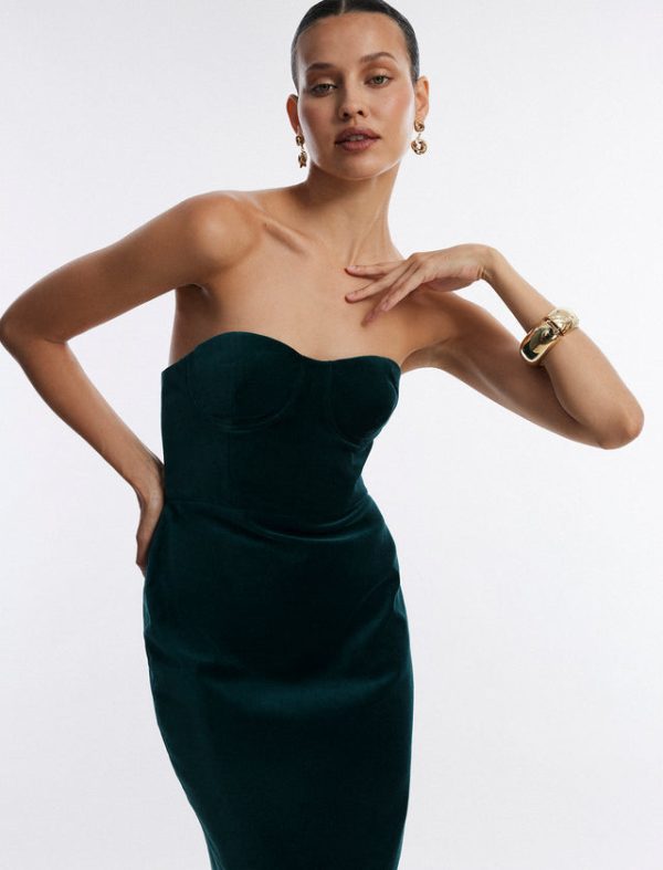 Bcbg Ambrose Velvet Bustier Dress Ponderosa Pine - Image 5