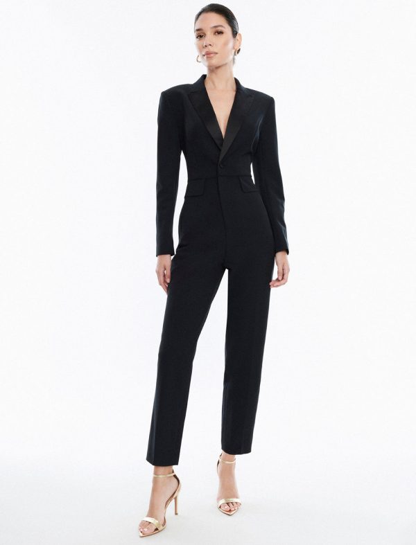 Bcbg Astoria Off-Shoulder Tuxedo Jumpsuit Black