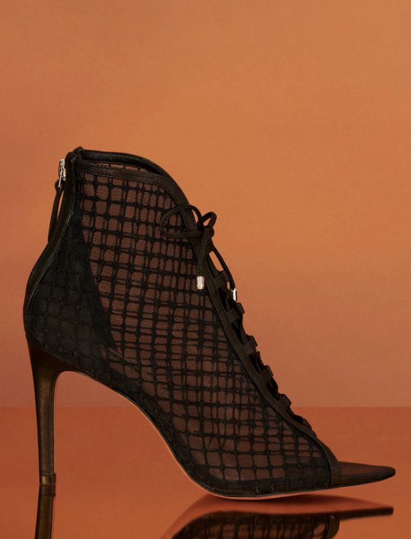 Bcbg Ellise Mesh Lace-Up Bootie BLACK MESH - Image 7