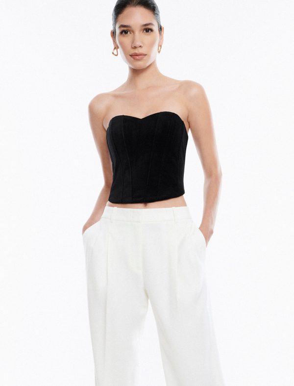 Bcbg Velvet Sweetheart Bustier Top Black