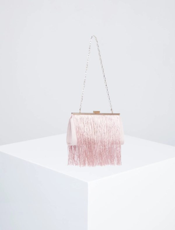 BCBG CARLA FRINGE FRAME CLUTCH - BARE PINK - Image 2