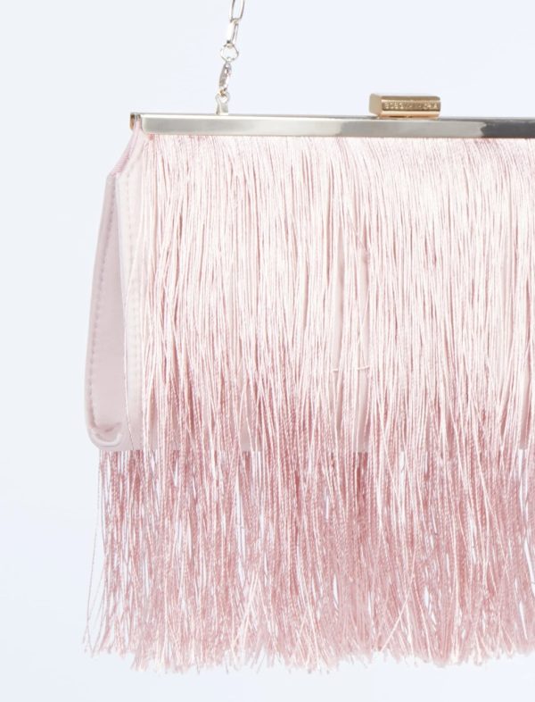 BCBG CARLA FRINGE FRAME CLUTCH - BARE PINK - Image 3