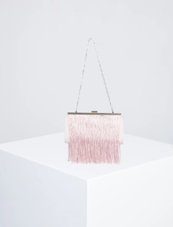 BCBG CARLA FRINGE FRAME CLUTCH - BARE PINK - Image 4