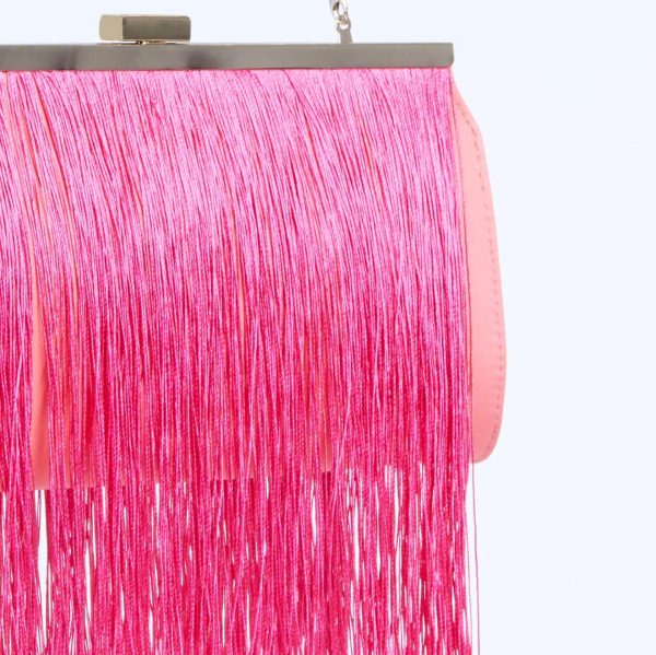 BCBG CARLA FRINGE FRAME CLUTCH - CALYPSO CORAL - Image 3