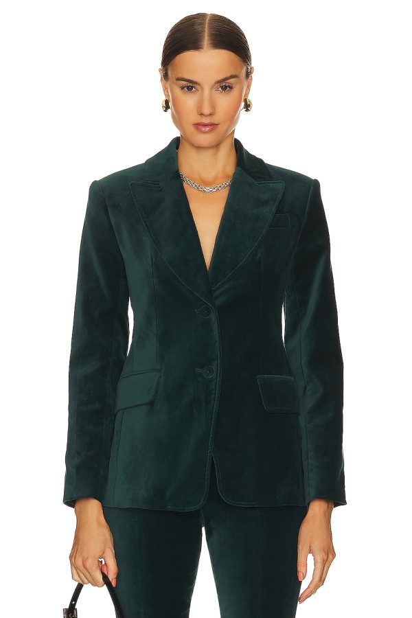 Bcbg Velvet Blazer Emerald