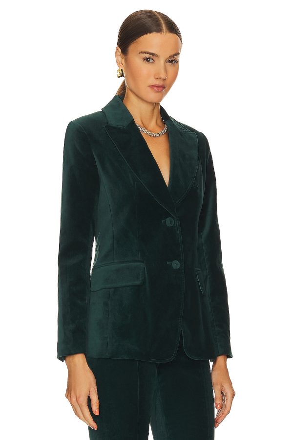 Bcbg Velvet Blazer Emerald - Image 3