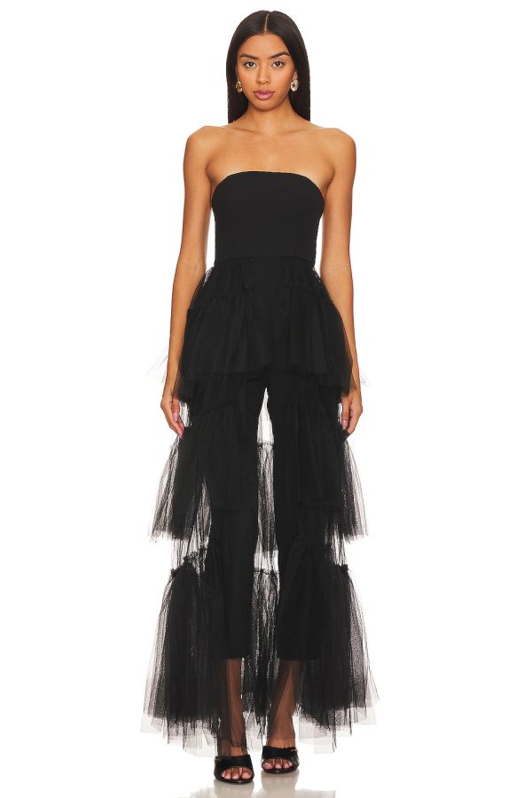 Bcbg Ruffle Jumpsuit Black