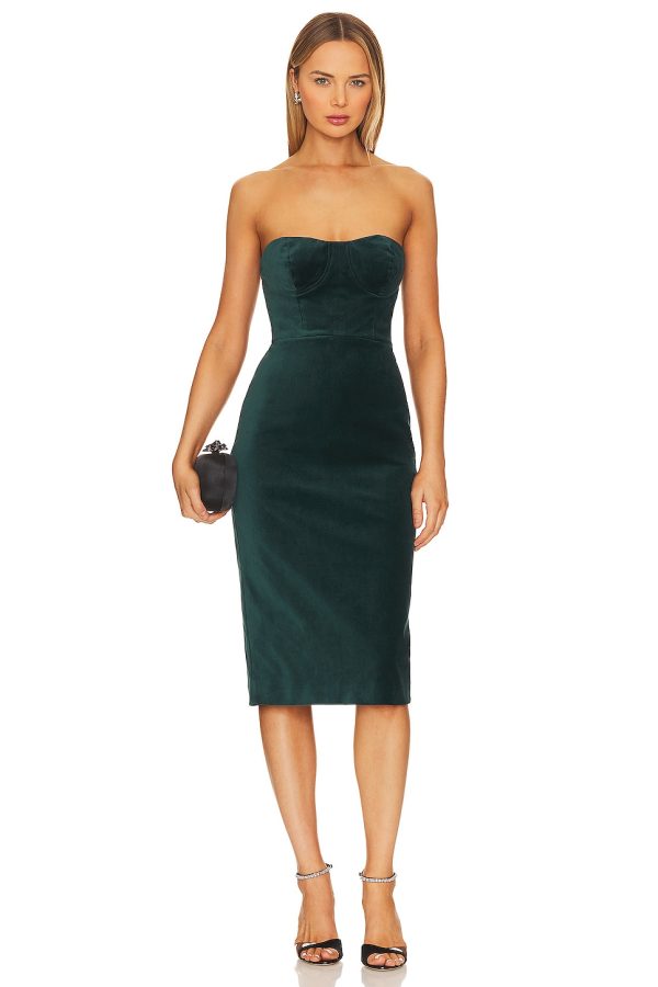 Bcbg Velvet Bustier Dress Pine