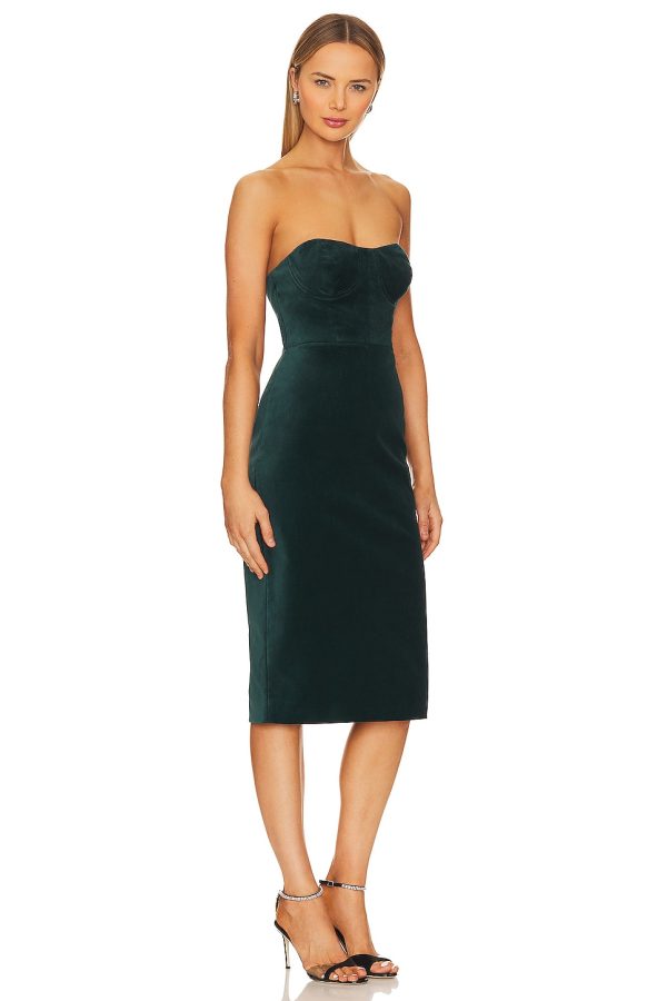 Bcbg Velvet Bustier Dress Pine - Image 2