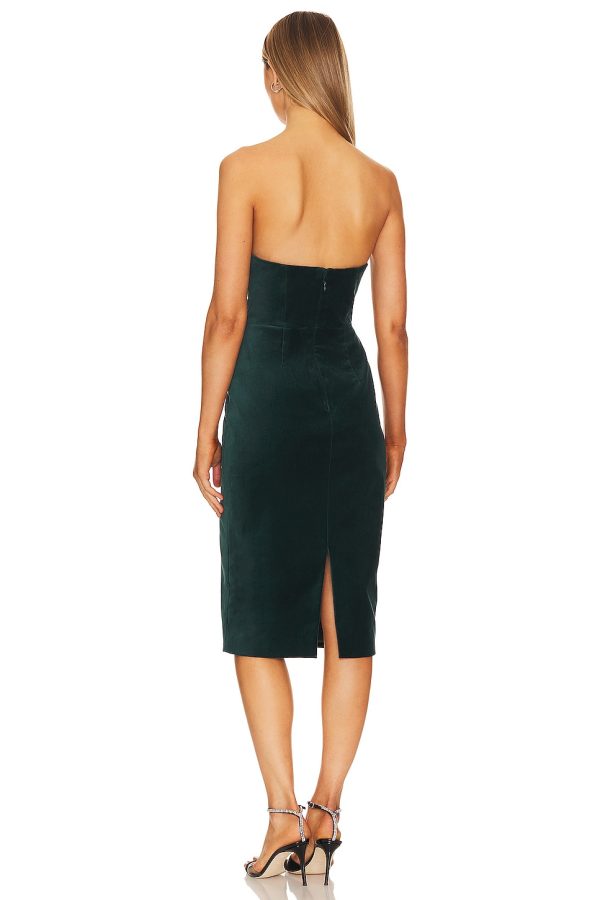 Bcbg Velvet Bustier Dress Pine - Image 3