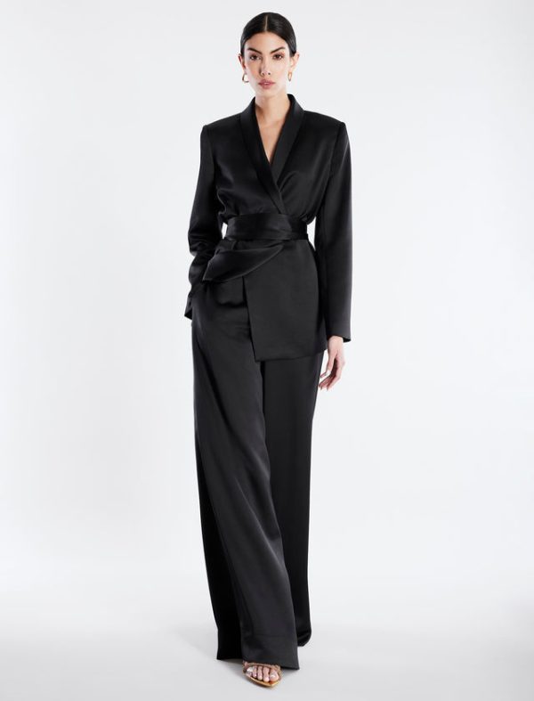 Bcbg Trouser Aire Wide-Leg Satin Trouser Black - Image 3