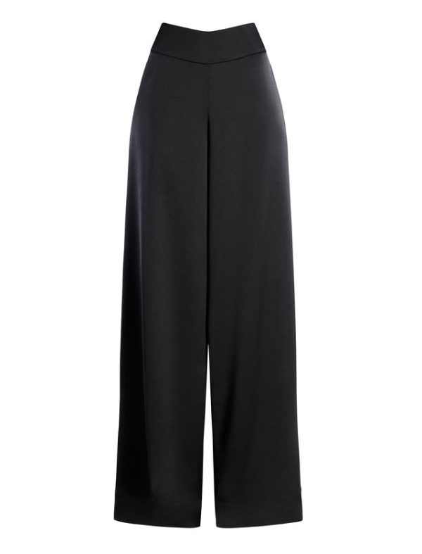 Bcbg Trouser Aire Wide-Leg Satin Trouser Black - Image 5