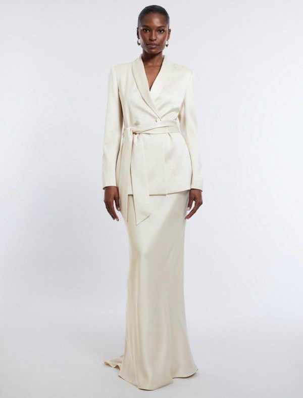 Bcbg Satin Maxi Skirt Champagne - Image 5