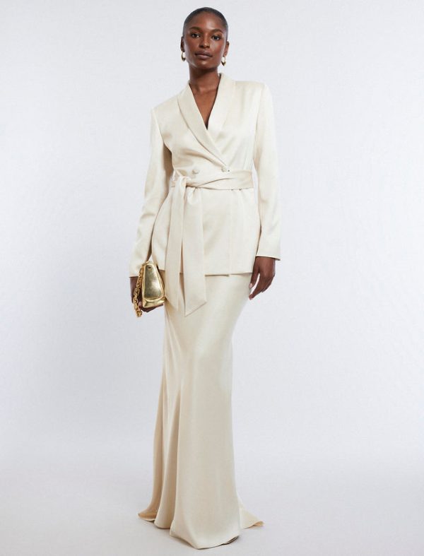 Bcbg Satin Maxi Skirt Champagne - Image 6