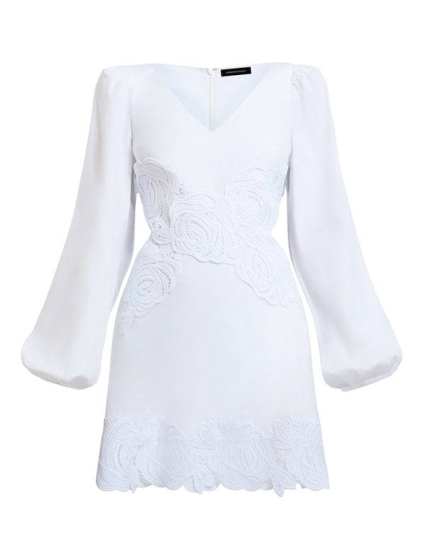 Bcbg Rosa Lace Applique Mini Dress White - Image 7